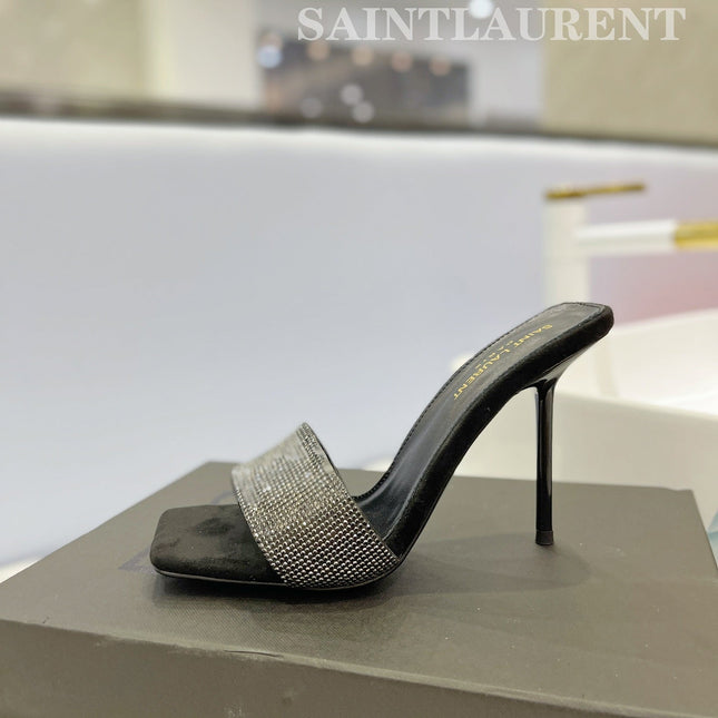 SL LUCKY CRYSTAL HIGH HEELS BLACK CALFSKIN