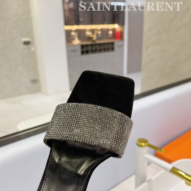 SL LUCKY CRYSTAL HIGH HEELS BLACK CALFSKIN