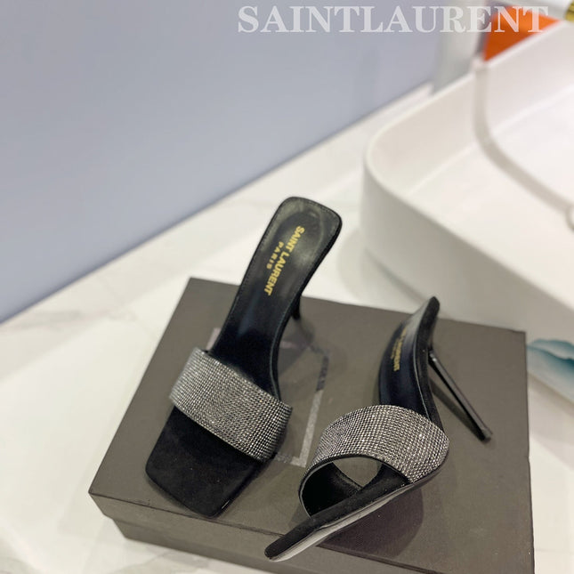 SL LUCKY CRYSTAL HIGH HEELS BLACK CALFSKIN