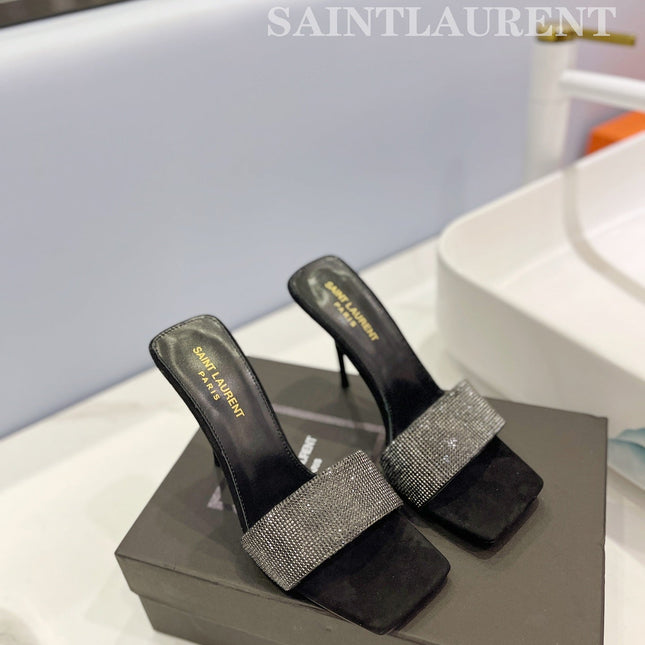 SL LUCKY CRYSTAL HIGH HEELS BLACK CALFSKIN