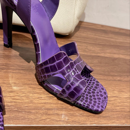SLINGBACK ETERNITE 105 VIOLET LAMBSKIN AND CROCODILE LEATHER