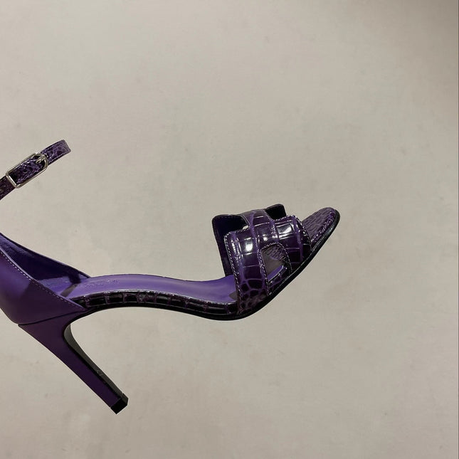 PREMIERE 115 SANDAL IN VIOLET PURPLE CROCODILE LEATHER