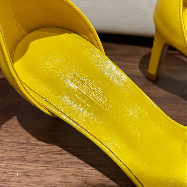 PREMIERE 70 SANDAL IN BRIGHT YELLOW CALFSKIN
