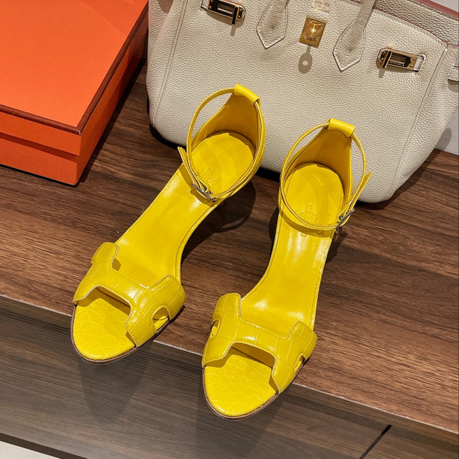 PREMIERE 70 SANDAL IN BRIGHT YELLOW CALFSKIN