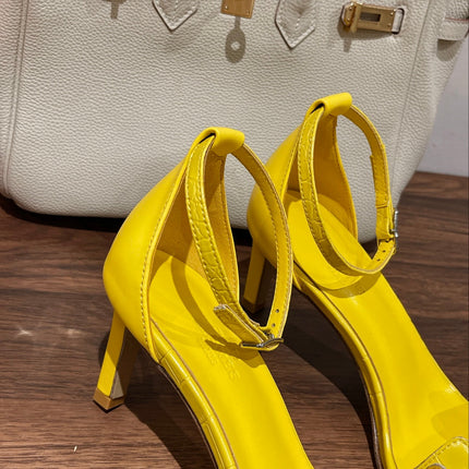PREMIERE 70 SANDAL IN BRIGHT YELLOW CALFSKIN