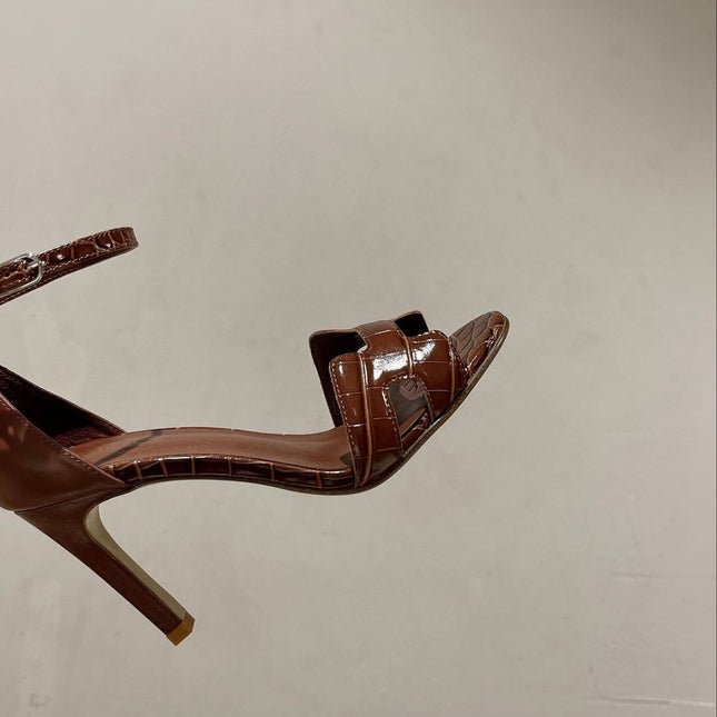 PREMIERE 105 SANDAL IN BRONZE BROWN CROCODILE LEATHER