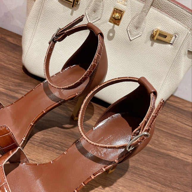 PREMIERE 105 SANDAL IN BRONZE BROWN CROCODILE LEATHER