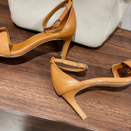 PREMIERE 70 SANDAL IN PEANUT BROWN CALFSKIN