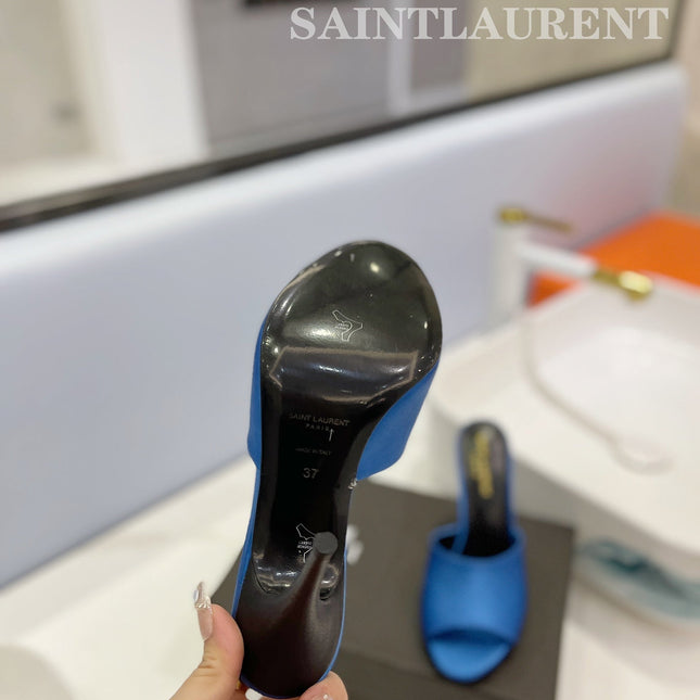 SL GOLDIE MULES COBALT SATIN