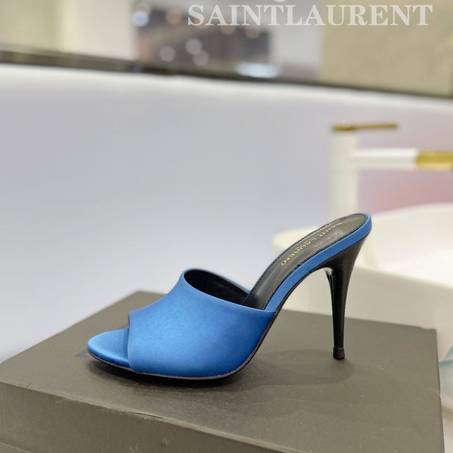 SL GOLDIE MULES COBALT SATIN