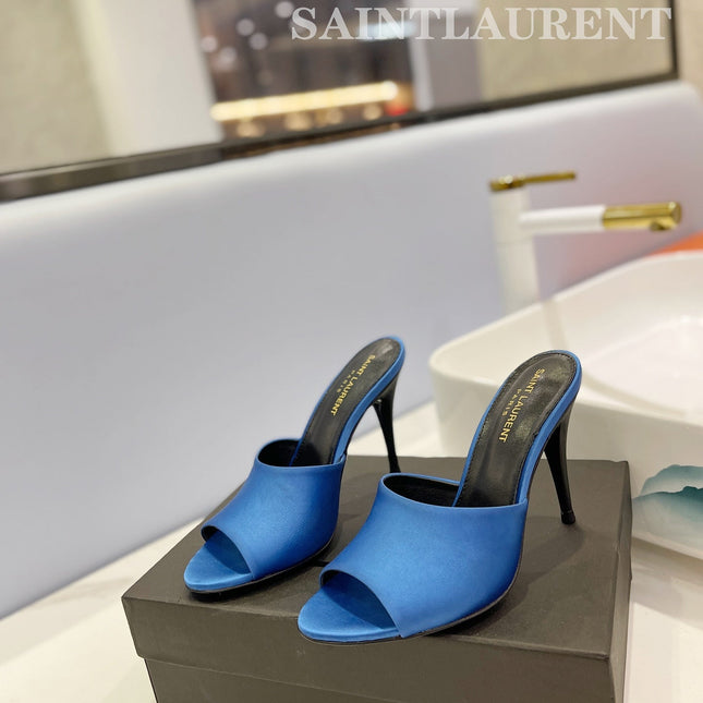 SL GOLDIE MULES COBALT SATIN