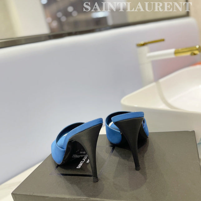 SL GOLDIE MULES COBALT SATIN