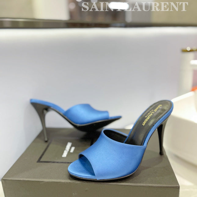 SL GOLDIE MULES COBALT SATIN