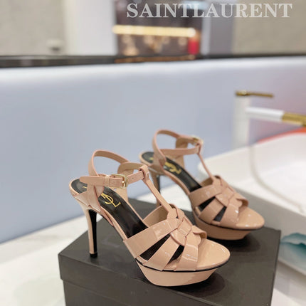 SL TRIBUTE POINED TOE SANDALS GLOSSY DUSTY ROSE CALFSKIN