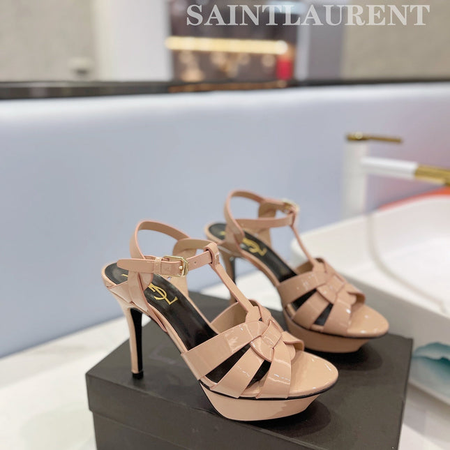 SL TRIBUTE POINED TOE SANDALS GLOSSY DUSTY ROSE CALFSKIN