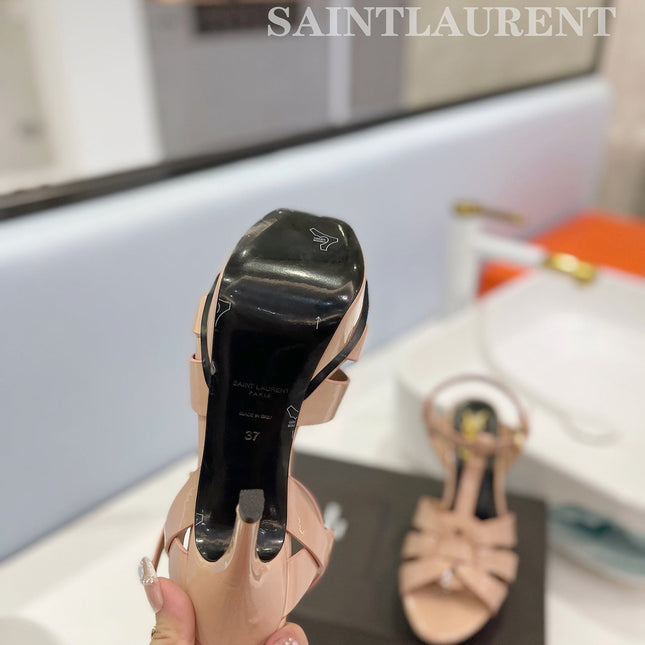 SL TRIBUTE POINED TOE SANDALS GLOSSY DUSTY ROSE CALFSKIN