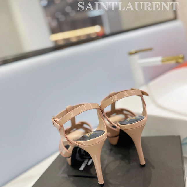 SL TRIBUTE POINED TOE SANDALS GLOSSY DUSTY ROSE CALFSKIN