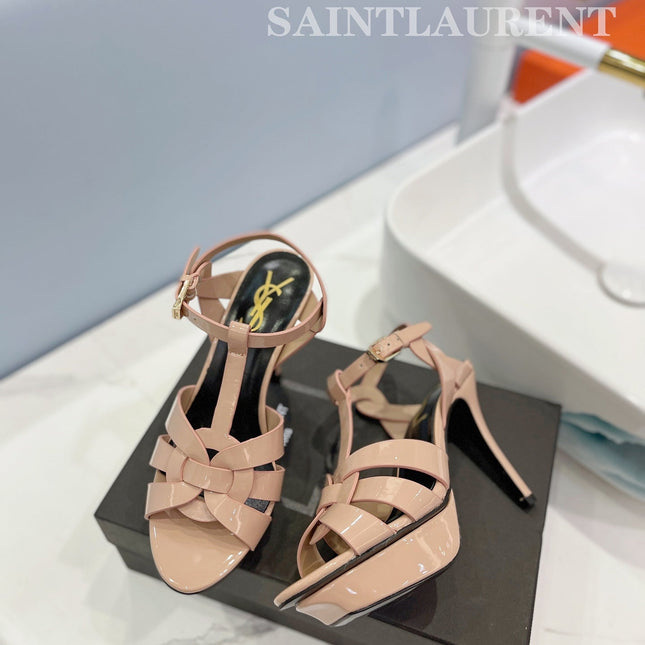 SL TRIBUTE POINED TOE SANDALS GLOSSY DUSTY ROSE CALFSKIN