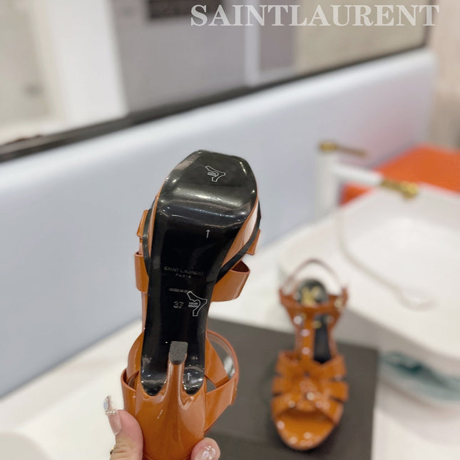 SL TRIBUTE POINED TOE SANDALS GLOSSY COPPER CALFSKIN