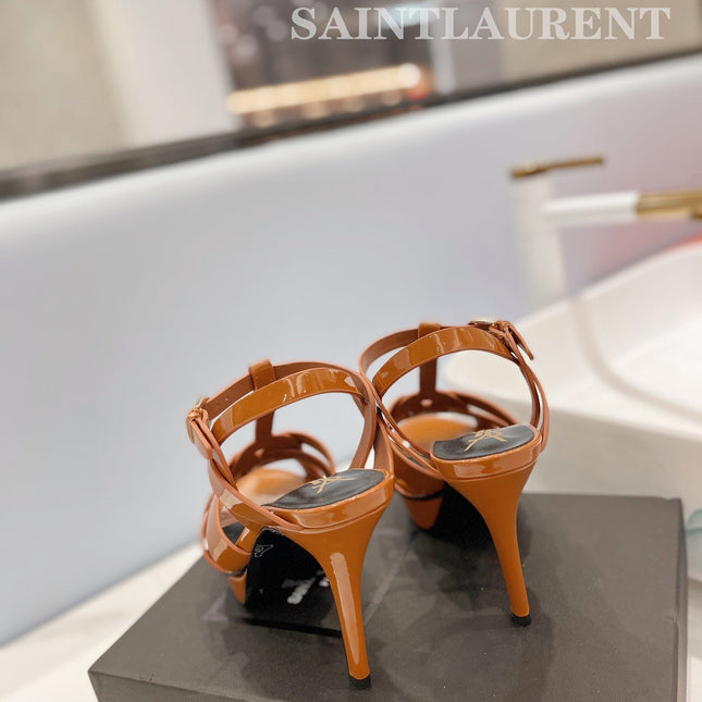 SL TRIBUTE POINED TOE SANDALS GLOSSY COPPER CALFSKIN