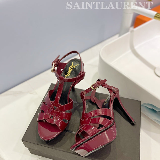 SL TRIBUTE POINED TOE SANDALS GLOSSY BERRY CALFSKIN