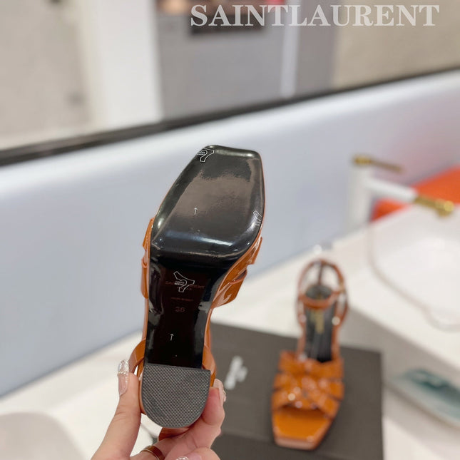 SL TRIBUTE FLATFORM SANDALS GLOSSY COPPER CALFSKIN