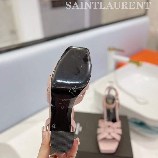 SL TRIBUTE FLATFORM SANDALS PASTEL PINK CALFSKIN