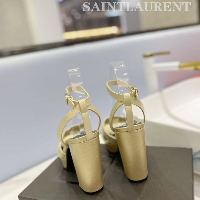 SL TRIBUTE FLATFORM SANDALS FLAX CALFSKIN