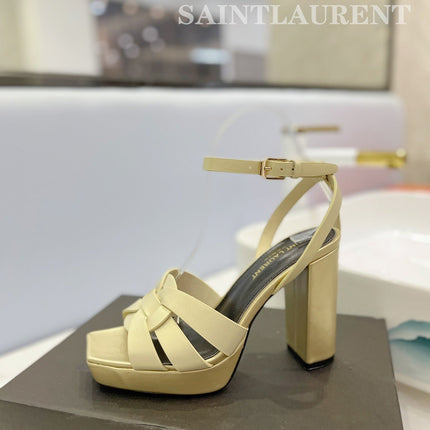 SL TRIBUTE FLATFORM SANDALS FLAX CALFSKIN