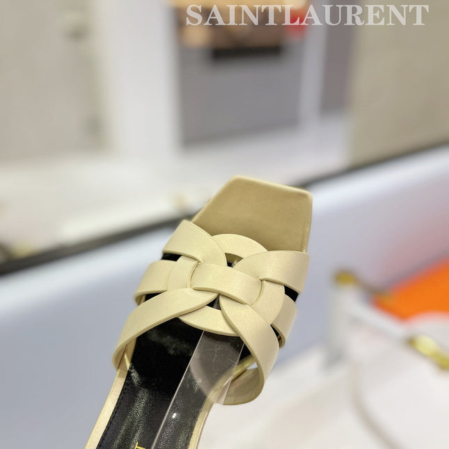 SL TRIBUTE FLATFORM SANDALS FLAX CALFSKIN