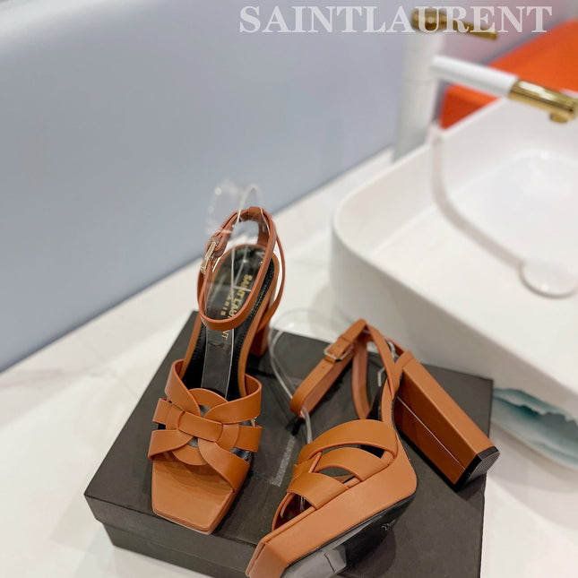 SL TRIBUTE FLATFORM SANDALS COPPER CALFSKIN