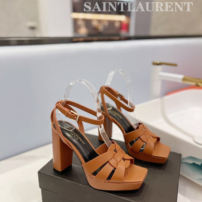 SL TRIBUTE FLATFORM SANDALS COPPER CALFSKIN