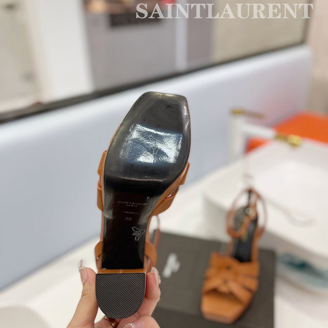 SL TRIBUTE FLATFORM SANDALS COPPER CALFSKIN