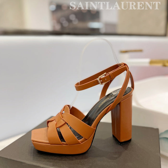 SL TRIBUTE FLATFORM SANDALS COPPER CALFSKIN