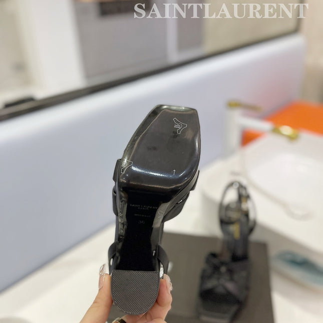 SL TRIBUTE FLATFORM SANDALS BLACK CALFSKIN