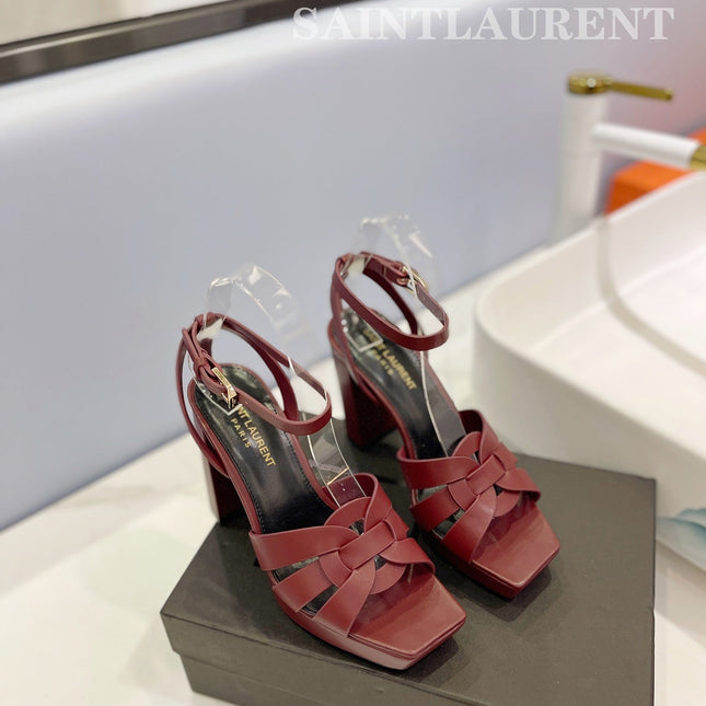 SL TRIBUTE FLATFORM SANDALS BERRY CALFSKIN