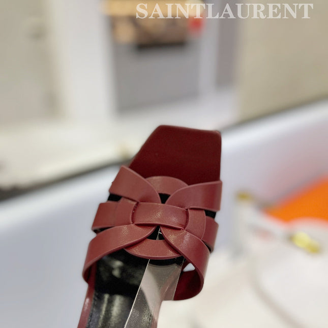 SL TRIBUTE FLATFORM SANDALS BERRY CALFSKIN