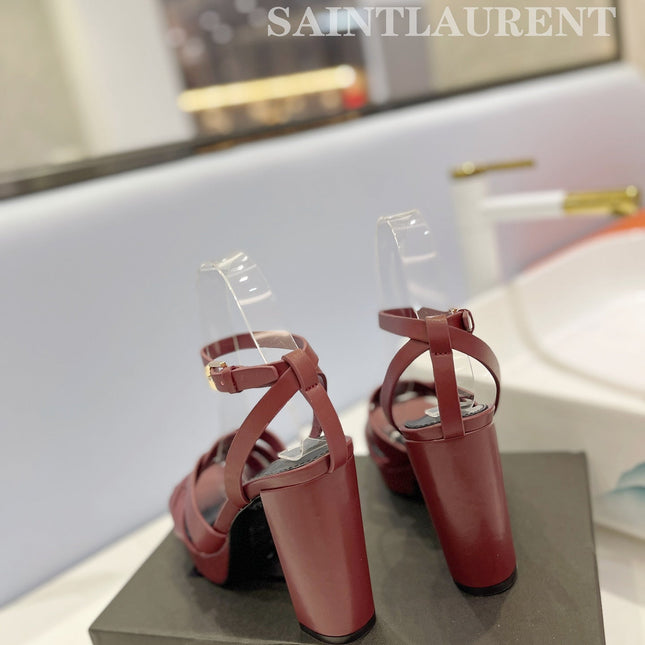 SL TRIBUTE FLATFORM SANDALS BERRY CALFSKIN