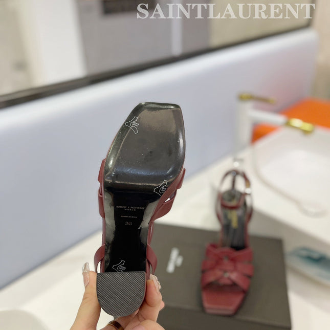 SL TRIBUTE FLATFORM SANDALS BERRY CALFSKIN