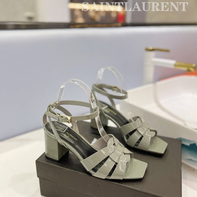 SL TRIBUTE SANDAL GLOSSY SAGE CALFSKIN
