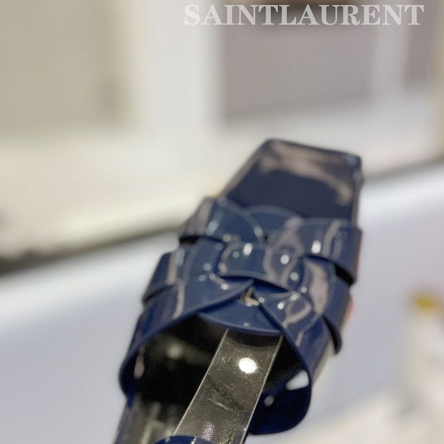 SL TRIBUTE SANDAL GLOSSY NAVY CALFSKIN