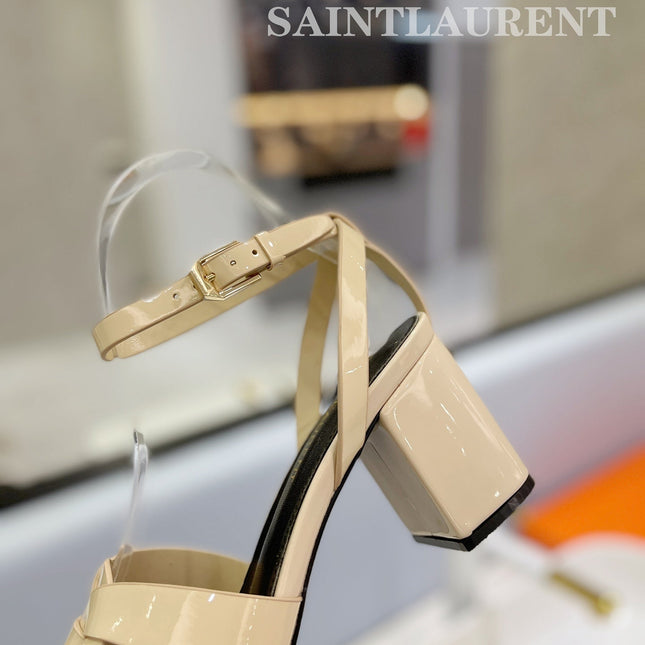 SL TRIBUTE SANDAL GLOSSY PASTEL YELLOW CALFSKIN