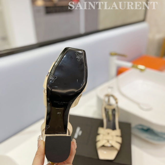 SL TRIBUTE SANDAL GLOSSY PASTEL YELLOW CALFSKIN