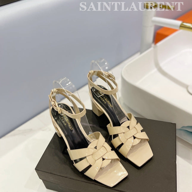 SL TRIBUTE SANDAL GLOSSY PASTEL YELLOW CALFSKIN