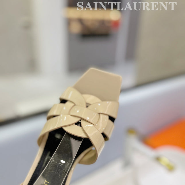 SL TRIBUTE SANDAL GLOSSY PASTEL YELLOW CALFSKIN