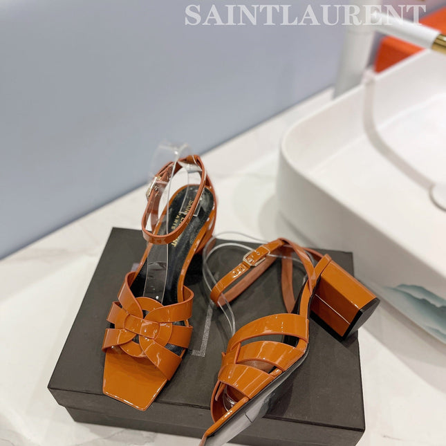 SL TRIBUTE SANDAL GLOSSY COPPER CALFSKIN