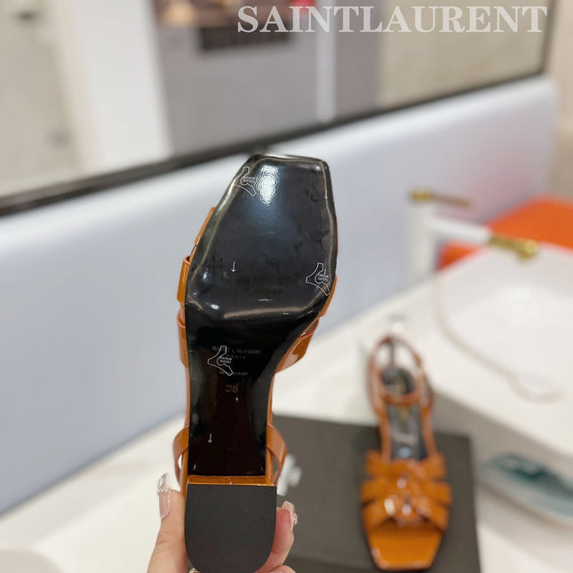 SL TRIBUTE SANDAL GLOSSY COPPER CALFSKIN