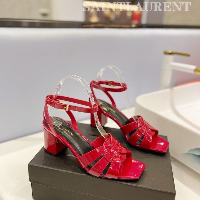 SL TRIBUTE SANDAL GLOSSY RED CALFSKIN
