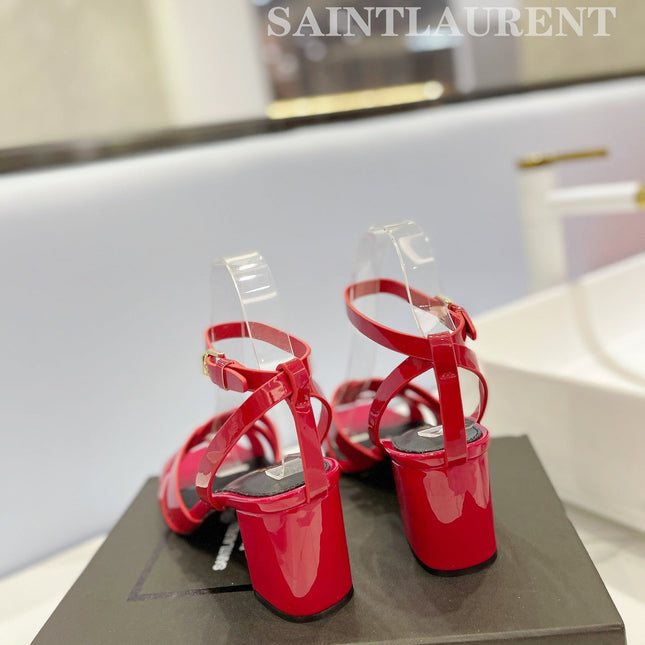 SL TRIBUTE SANDAL GLOSSY RED CALFSKIN
