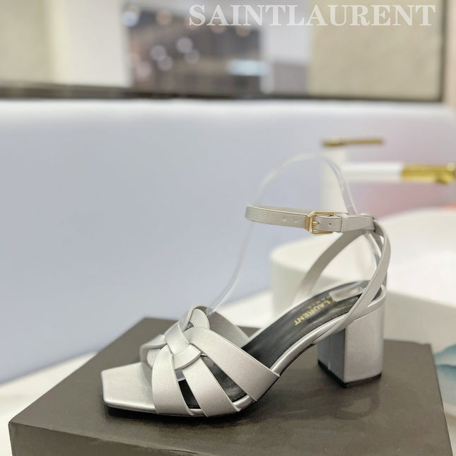 SL TRIBUTE SANDAL SILVER CALFSKIN